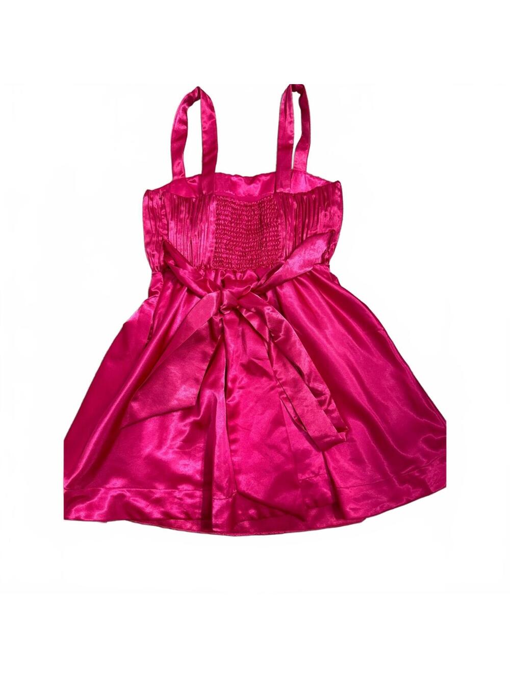 Anthropologie Maeve Hot Pink Satin Bow Mini Dress 6 Party Cocktail Barbie - Picture 4 of 9